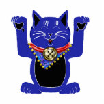 blue maneki neko photo sculptures