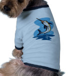 blue marlin jumping pet tee