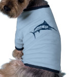 blue marlin jumping isolated on white pet shirt