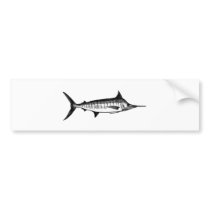 Blue Marlin Line Art Logo Bumper Sticker