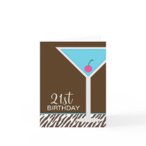 Blue Martini and Zebra Pattern Card
