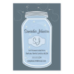 Blue Mason Jar & Fireflies Save the Date Business Card Template