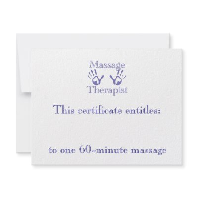 Blue Massage Hands Gift Certificate Custom Announcements by WellnessJunkie