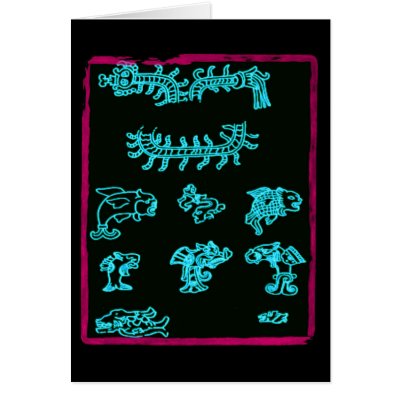 Blue Mayan Animals Greeting Card by PastLives