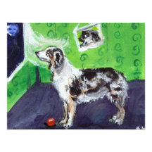 Blue Merle Australian Shepherd senses smiling moon Personalized Announcement