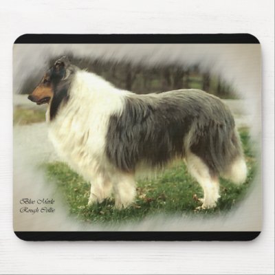 Blue Merle Rough Collie Art Gifts Mouse Mats by DogsByDezign