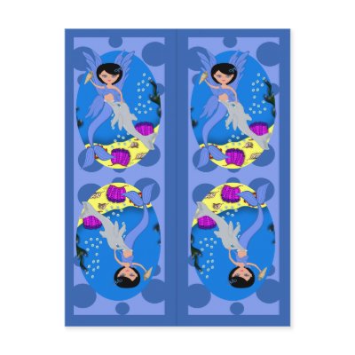 Blue Mermaid and Merfaery Bookmarks Postcards by KirstenEdwards