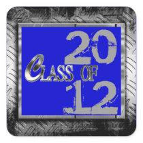 Blue & Metallic Look Any Year Graduation Stickers