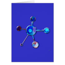 Blue Metallic Molecule Greeting Cards