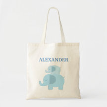 Blue Mod Elephants Diaper Tote Bag - add a NAME!