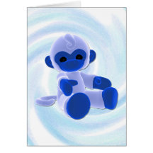 Blue Monkey (swirl) Greeting Card
