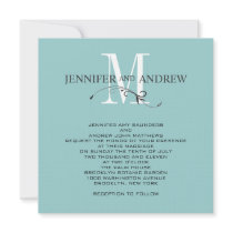 Blue Monogram and Names Wedding Invitation