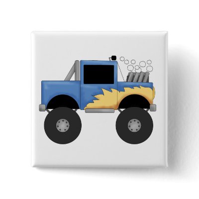 Blue Monster Truck Tshirts and Gifts Pinback Buttons by toddlersplace