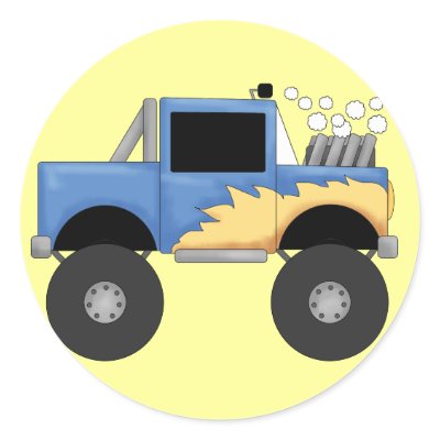 Blue Monster Truck Tshirts and Gifts Round Sticker by toddlersplace
