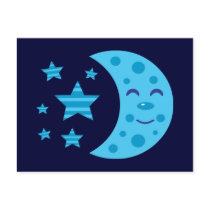 Blue Moon and Striped Stars Postcard