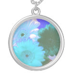 Blue Moon Daisy Flower Silver Necklace Charm