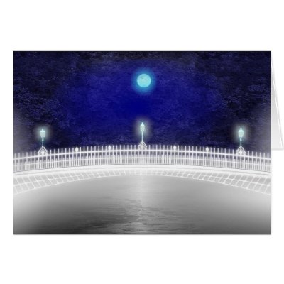BLUE MOON OVER THE HAPENNY BRIDGE GREETING CARD by phedderman
