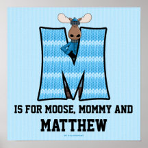 Blue Moose Monogram "M" Baby Room Poster