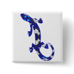 Blue Mosaic Snake Skin Lizard Pinback Button