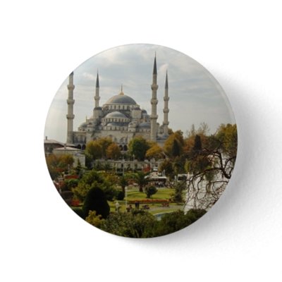 Blue Mosque Pinback Buttons by VectorGraphics