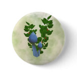 Blue Mushrooms with Red Flowers Button