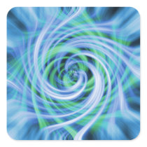 Blue N Green Swirl Design Square Stickers