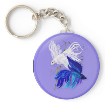 Blue 'n' White Siamese Fighting Fish Keychains