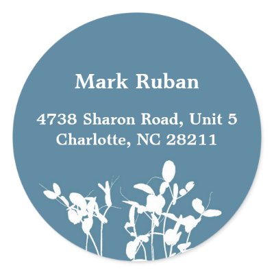 Blue nature leaf plant custom name address label by FidesDesign