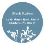Blue nature leaf plant custom name address label stickers