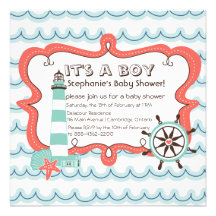 Blue Nautical It's a Boy Baby Shower Invitation