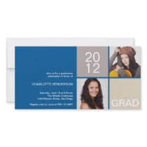 Blue navy modern block class of grad announcement