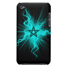 Blue Neon Glowing Pentagram - Pagan Symbol iPod Case-Mate Case