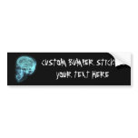 Blue Neon Side View X-ray Skull on Black bumper stickers