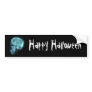 Blue Neon Side View X-ray Skull on Black Bumper Sticker