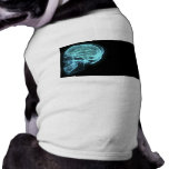 Blue Neon Side View X-ray Skull on Black Doggie Shirt