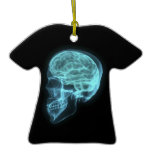 Blue Neon Side View X-ray Skull on Black