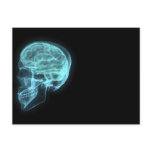 Blue Neon Side View X-ray Skull on Black Post Cards