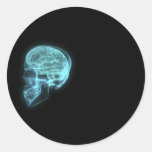 Blue Neon Side View X-ray Skull on Black Sticker