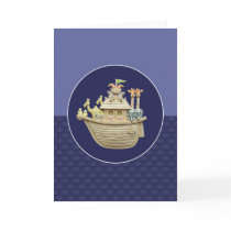 Blue Noah's Ark Greeting Card