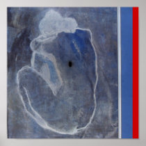 Blue Nude Poster with Red edging