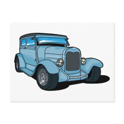 Blue Old Car Post Card by hotrodshirts