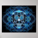 Blue on Black Calavera Print