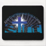 Blue on Black Rising Sun Mouse Pad