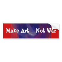 Blue On Red- Make Art Not War  BumperSticker Bumper Sticker