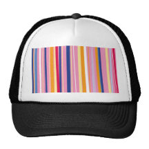 Blue Orange on Pink Stripes Trucker Hats