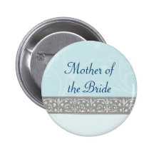 Blue Ornamental Frieze Bridal Party Button