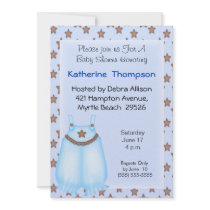 Blue Overalls  Baby Shower Personalised Invitation