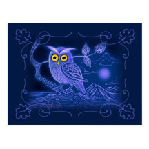 Blue Owl Art Postcard