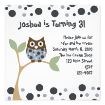 Blue Owl Baby Personalized Invite
