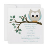 Blue Owl Baby Shower Invitation